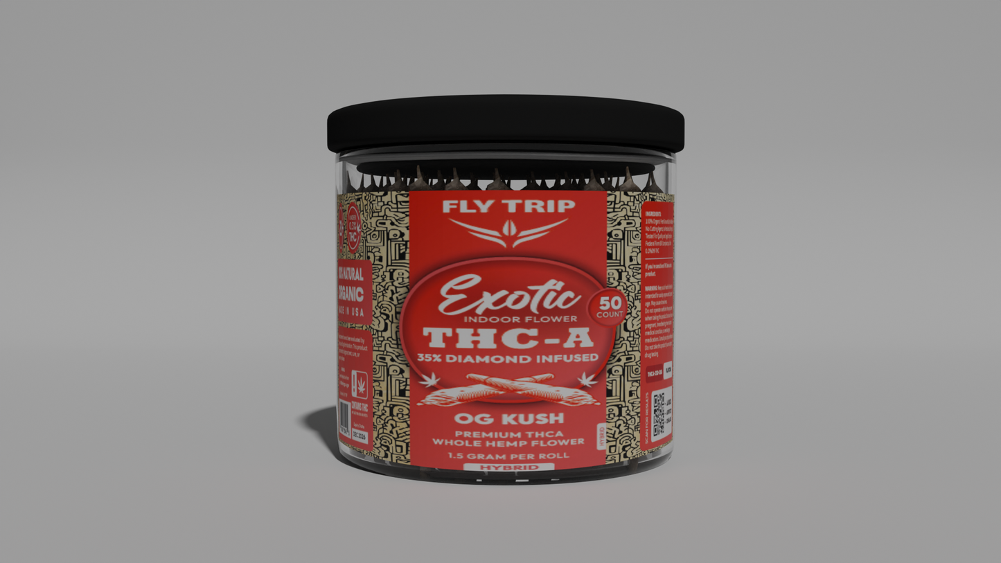 FLy-Trip Premium THCA Pre-Rolls – 50 Count Jar